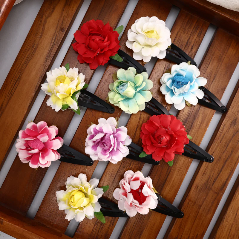 Handmade Kids Flower Tic Tac Clips - One Pair